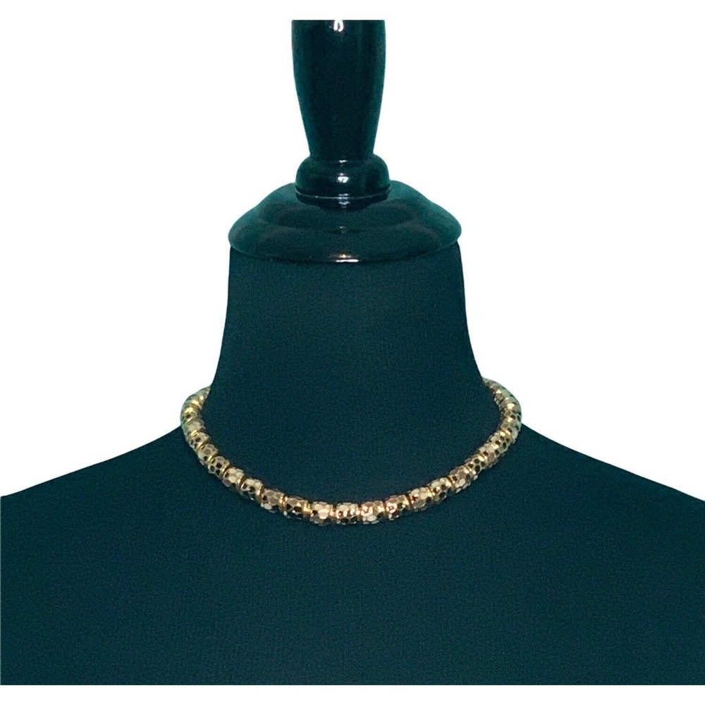 Vintage linked gold plated necklace chocker 17"